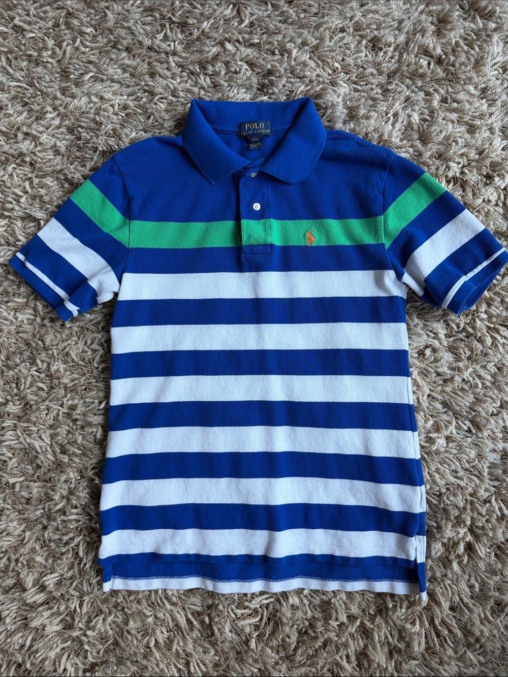 Polo by Ralph Lauren Blue, White & Green Striped boys Polo Large 14/16